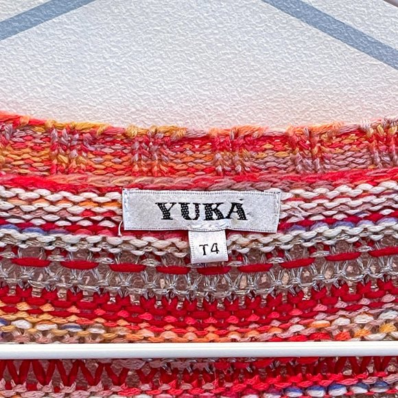 Yuka Knitted Button Down Multi-Colored Cardigan Fall Sweater Sz T4 Large - Picture 6 of 7